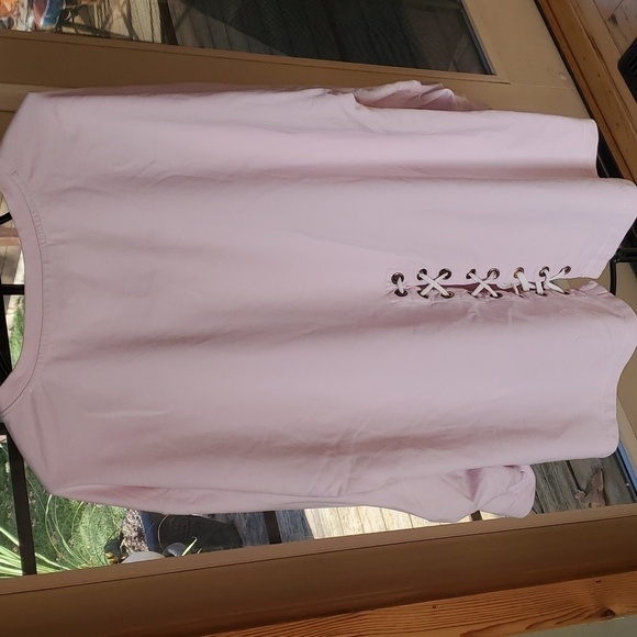 Bleu Bayou Long Slv Pink Tied Back & Sleeves Vneck Sz. XL Sweatshirt - Picture 6 of 11